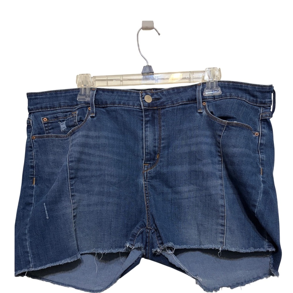 Signature Levi Strauss Modern Shorts Blue Denim Raw Hem Distressed Size 20 W35